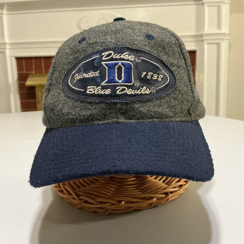 VTG 90s Sports Specialties Duke Blue Devils Hat Mens OSFA Wool Blend Gray Navy